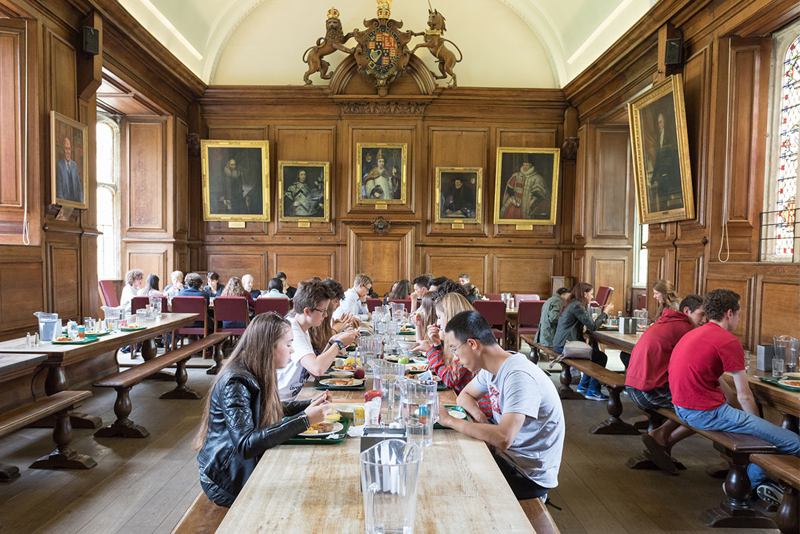 Students eating in Brasenose College dining room