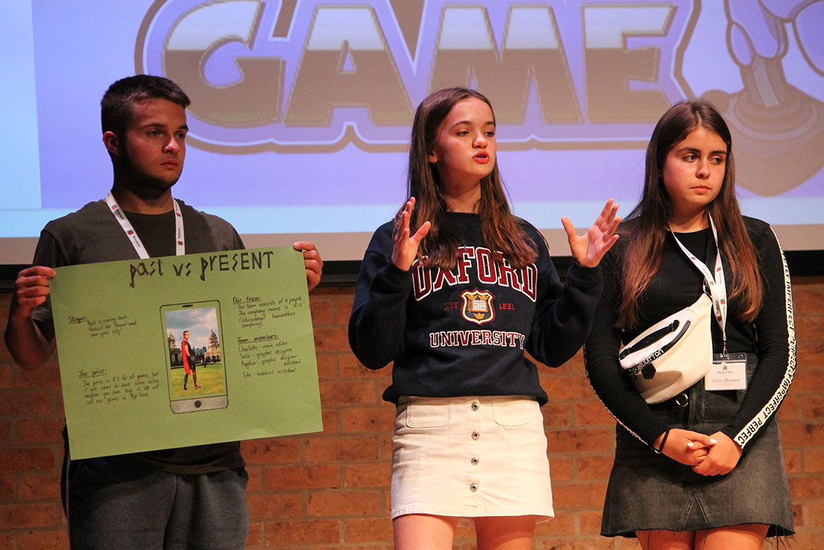 Bucksmore students presenting on stage