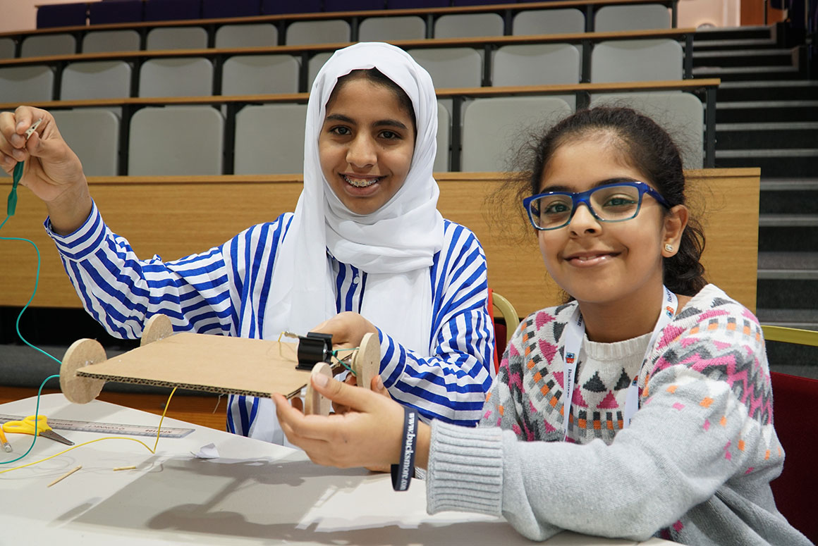 International Bucksmore students making a car at King Edward's Witley
