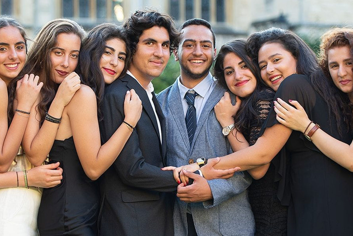 Bucksmore students in formal clothes at Wadham College