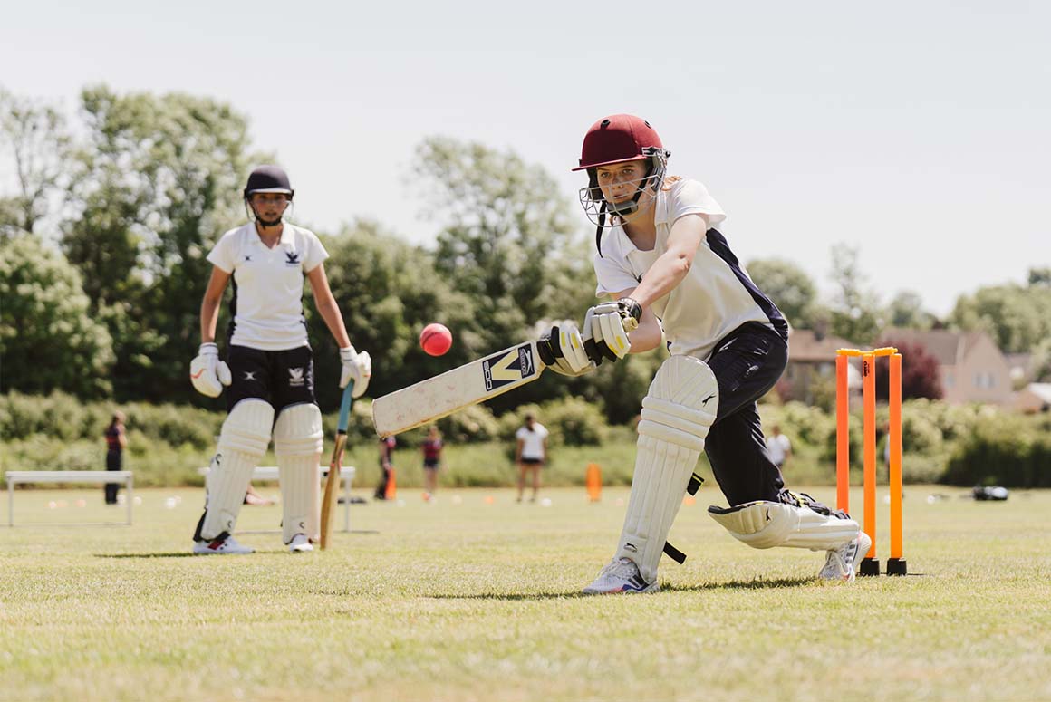 Stamford High School students playing cricket
