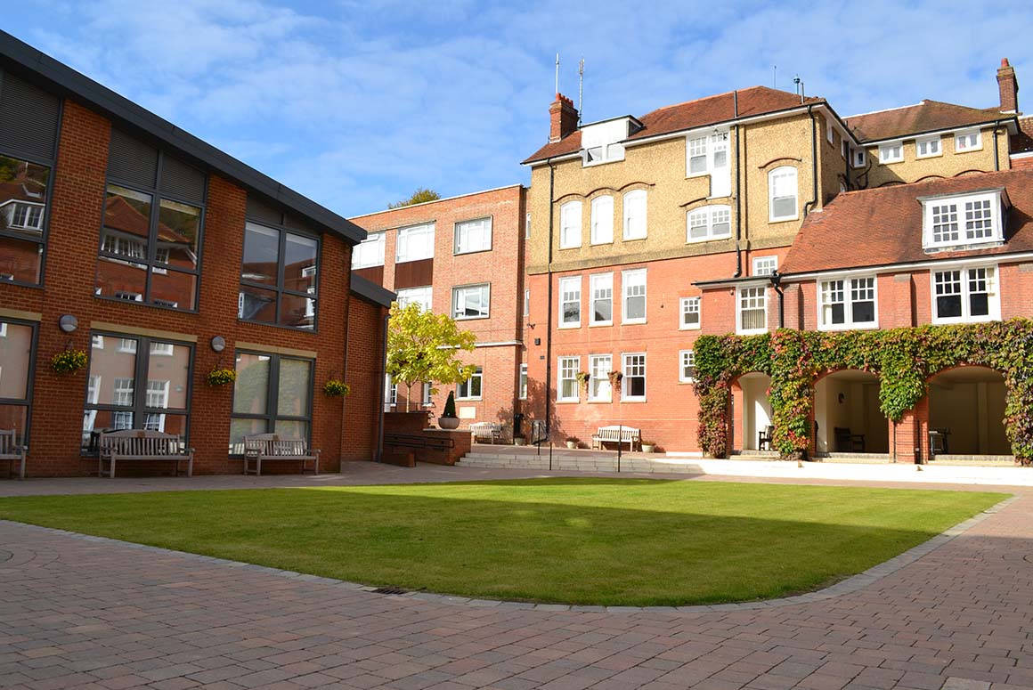 Berkhamsted School lawn and buildings