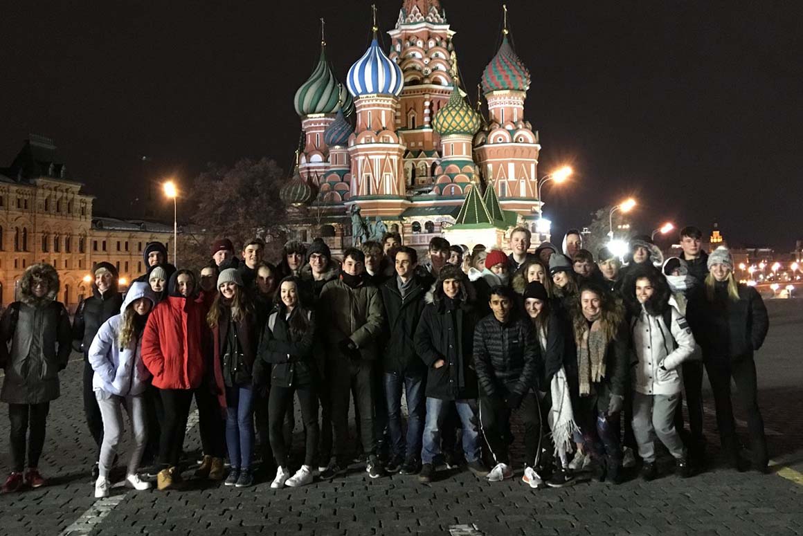 Berkhamsted School students in front on the Kremlin