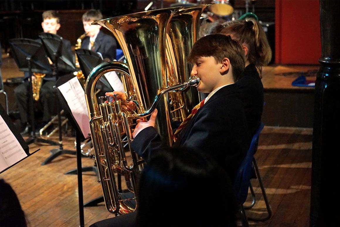 Haileybury School students palying in brass band