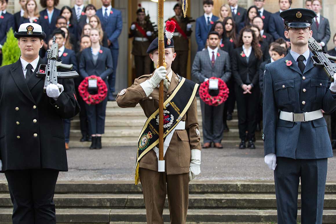 Mill Hill School student combined cadet force on parade