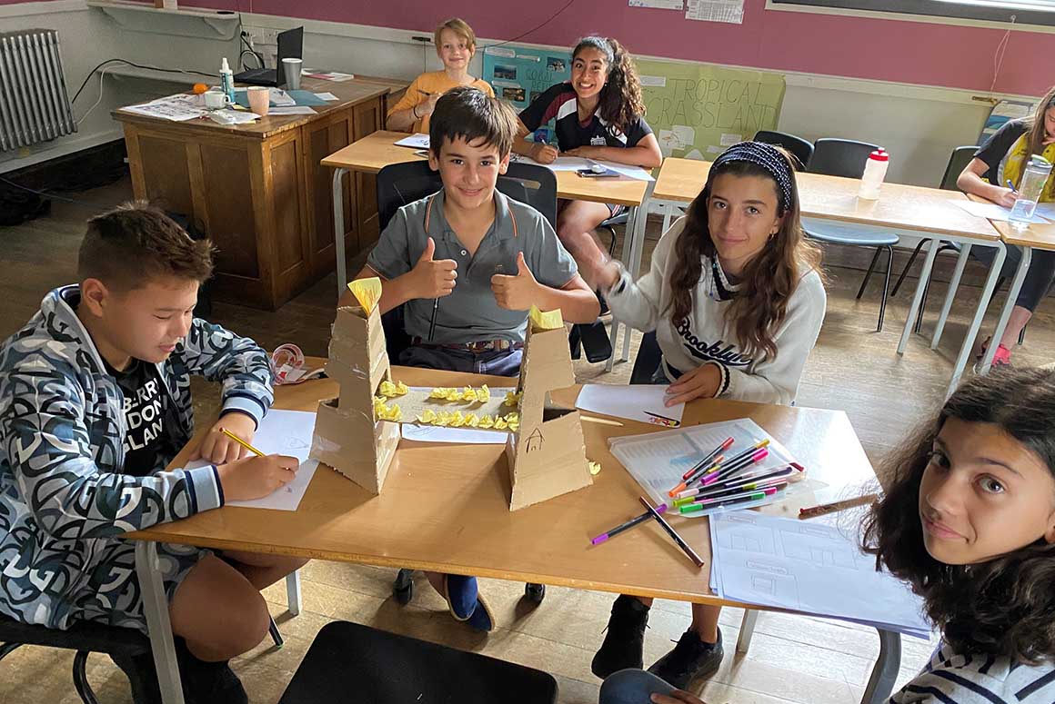 Westonbirt Summer School students making cardboard models