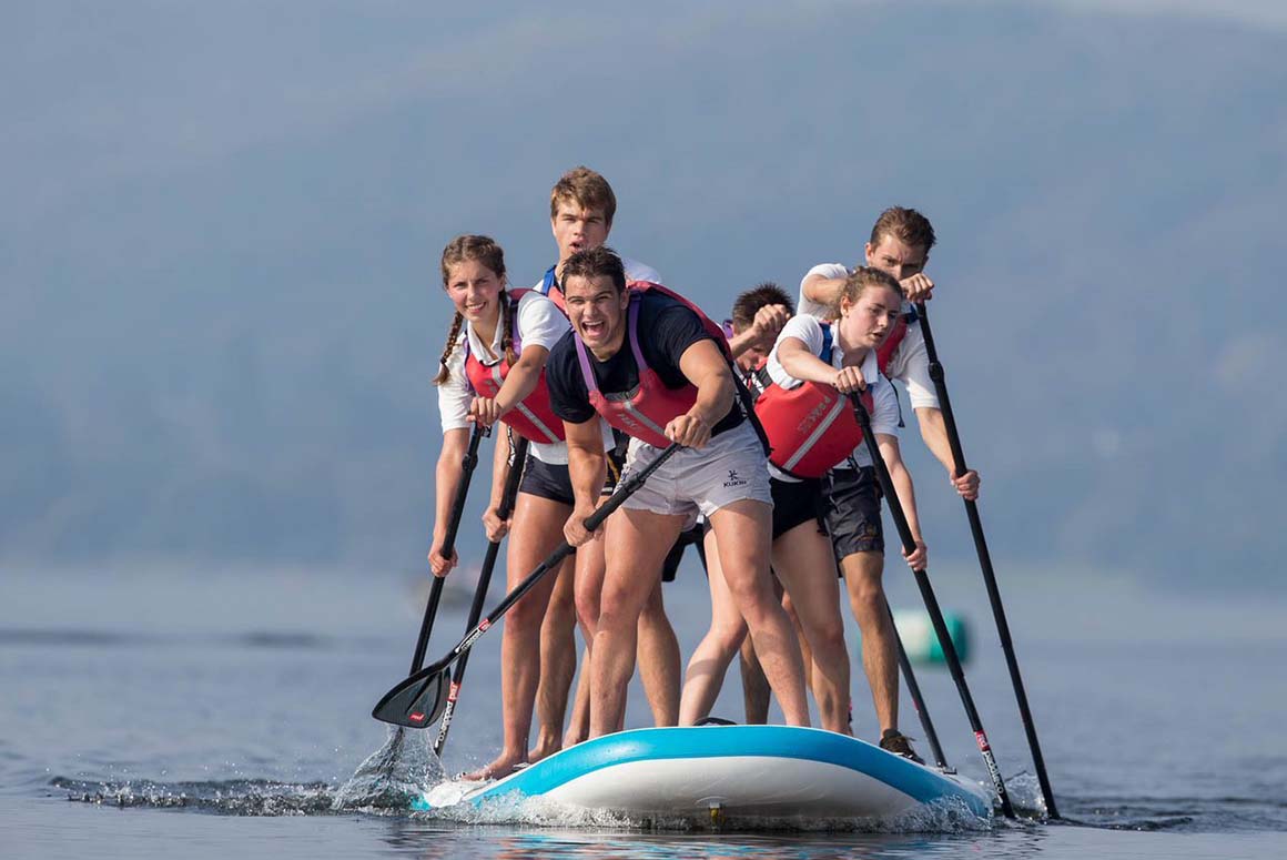 Sedbergh School students on giant paddle board